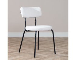 Bronx71® Scandinavische eetkamerstoel Lyon off white gerecyclede stof stapelbaar - stoel