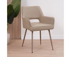 Bronx71® Scandinavische eetkamerstoel Olivia taupe gerecyclede stof - stoel