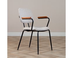 Bronx71® Scandinavische eetkamerstoel Oskar beige gerecyclede stof - stoel