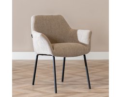 Bronx71® Scandinavische eetkamerstoel Sten gerecyclede stof taupe - stoel