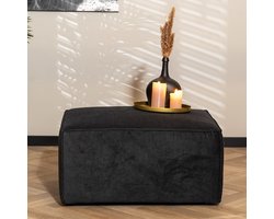 Bronx71® Scandinavische hocker Memphis stof gemêleerd zwart