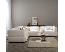 Bronx71® Scandinavische hoekbank Karla chenille off white 6-zits