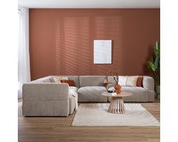 Bronx71® Scandinavische hoekbank Karla chenille taupe 6-zits