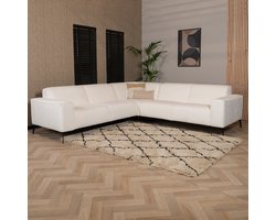 Bronx71® Scandinavische hoekbank Vegas bouclé wit links/rechts