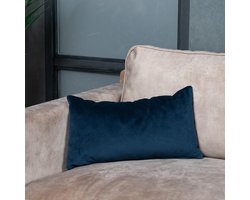 Bronx71® Sierkussen Anna velvet donkerblauw 25 x 45 cm