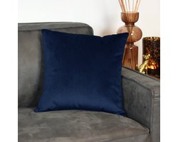 Bronx71® Sierkussen Anna velvet donkerblauw 45 x 45 cm