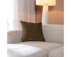 Bronx71® Sierkussen Evi chenille olijf groen 45 x 45