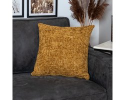 Bronx71® Sierkussen Feline chenille stof okergeel 45 x 45 cm