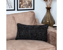 Bronx71® Sierkussen Feline chenille stof zwart 25 x 45 cm
