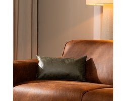 Bronx71® Sierkussen Kyla eco-leer olijfgroen 25 x 45 cm