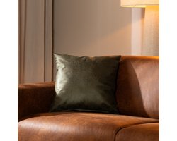 Bronx71® Sierkussen Kyla eco-leer olijfgroen 45 x 45 cm