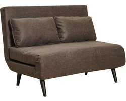 Bronx71® Slaapbank 1,5 persoons Kristian antraciet eco-leer - Logeerbed - Vouwbed - Slaapstoel - Zetelbed