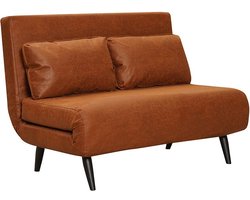 Bronx71® Slaapbank 1,5 persoons Kristian cognac eco-leer - Logeerbed - Vouwbed - Slaapstoel - Zetelbed