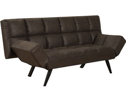 Bronx71® Slaapbank 1,5 persoons Timo antraciet eco-leer - Logeerbed - Vouwbed - Slaapstoel - Zetelbed