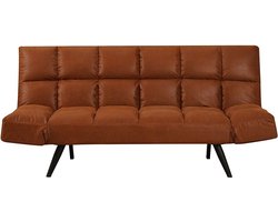 Bronx71® Slaapbank 1,5-persoons Timo cognac eco-leer - Logeerbed - Vouwbed - Slaapstoel - Zetelbed