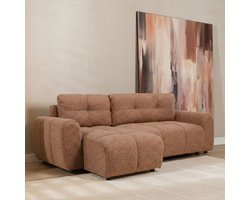 Bronx71® Slaapbank 2 persoons Inka terracotta bouclé mélange links/rechts - Logeerbed - Vouwbed - Slaapstoel - Zetelbed