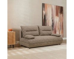 Bronx71® Slaapbank 2 persoons Jona bruin bouclé mélange - Logeerbed - Vouwbed - Slaapstoel - Zetelbed