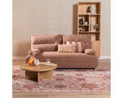 Bronx71® Slaapbank 2 persoons Jona terracotta bouclé mélange - Logeerbed - Vouwbed - Slaapstoel - Zetelbed