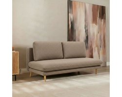 Bronx71® Slaapbank 2 persoons Lauri bruin bouclé mélange - Logeerbed - Vouwbed - Slaapstoel - Zetelbed