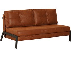 Bronx71® Slaapbank 2 persoons Mikko cognac eco-leer - Logeerbed - Vouwbed - Slaapstoel - Zetelbed