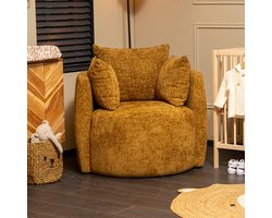 Bronx71® Stoel babykamer Ruby chenille stof okergeel