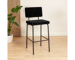 Bronx71® Velvet barkruk Espen zwart 64-77 cm - barstoel