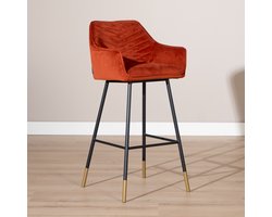 Bronx71® Velvet barkruk Fiona koper 65-78 cm - barstoel