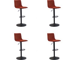 Bronx71® Velvet barkruk Frenkie koper 59-76 cm - Barkrukken set van 4 - barstoel