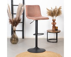 Bronx71® Velvet barkruk Frenkie roze 60-76 cm - barstoel