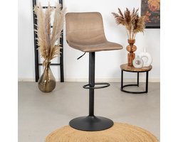 Bronx71® Velvet barkruk Frenkie taupe 60-76 cm - barstoel