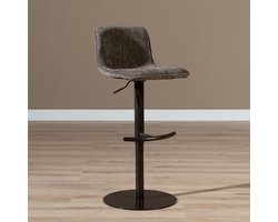 Bronx71® Velvet barkruk Jack bruin 60-82 cm - barstoel