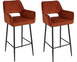 Bronx71® Velvet barkruk Mika koper 78 cm - Barkrukken set van 2 - barstoel
