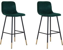 Bronx71® Velvet barkruk Mikky groen 68 - 79 cm - Barkrukken set van 2 - barstoel