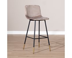 Bronx71® Velvet barkruk Mikky taupe 65-78 cm - barstoel