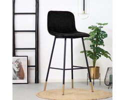 Bronx71® Velvet barkruk Mikky zwart 65-78 cm - barstoel