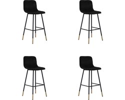 Bronx71® Velvet barkruk Mikky zwart 68 - 79 cm - Barkrukken set van 4 - barstoel