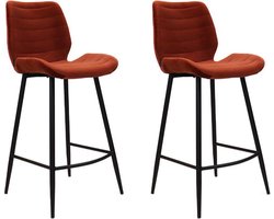 Bronx71® Velvet barkruk Toby koper 71 cm - Barkrukken set van 2