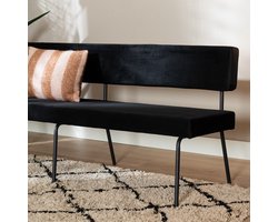 Bronx71® Velvet eetkamerbank Espen zwart 190 cm - eettafelbank - eetbank