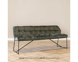 Bronx71® Velvet eetkamerbank Janna groen 155 cm - eettafelbank - eetbank