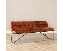 Bronx71® Velvet eetkamerbank Janna koper 185 cm - eettafelbank - eetbank