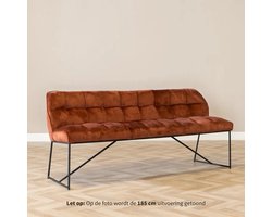 Bronx71® Velvet eetkamerbank Janna koper 220 cm - eettafelbank - eetbank