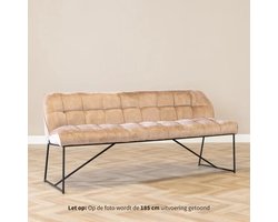 Bronx71® Velvet eetkamerbank Janna taupe 155 cm - eettafelbank - eetbank