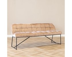 Bronx71® Velvet eetkamerbank Janna taupe 185 cm - eettafelbank - eetbank
