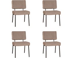 Bronx71® Velvet eetkamerstoel Espen taupe - Eetkamerstoelen set van 4 - stoel