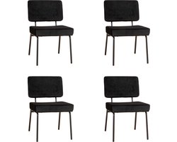 Bronx71® Velvet eetkamerstoel Espen zwart - Eetkamerstoelen set van 4 - stoel