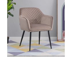 Bronx71® Velvet eetkamerstoel Fiona taupe - Eetkamerstoelen set van 4 - stoel