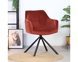 Bronx71® Velvet eetkamerstoel Furtado draaibaar koper - Eetkamerstoelen set van 4 - stoel