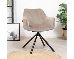 Bronx71® Velvet eetkamerstoel Furtado draaibaar taupe - stoel