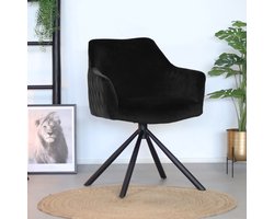Bronx71® Velvet eetkamerstoel Furtado draaibaar zwart - stoel