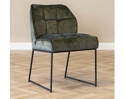 Bronx71® Velvet eetkamerstoel Janna groen - stoel